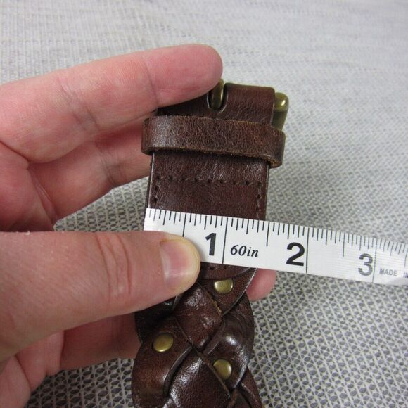 Fossil Belt Womens Medium Brown Genuine Leather Braided Studded Western Boho - Picture 14 of 16